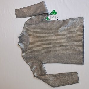 Scoop Silver Metallic Turtleneck Sweater size Large